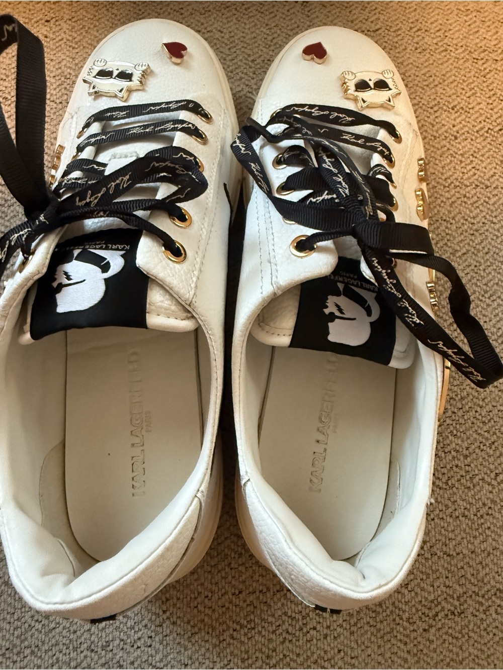 White Embellished Platform Sneakers with Heart & Character Details - Picture 3 of 4
